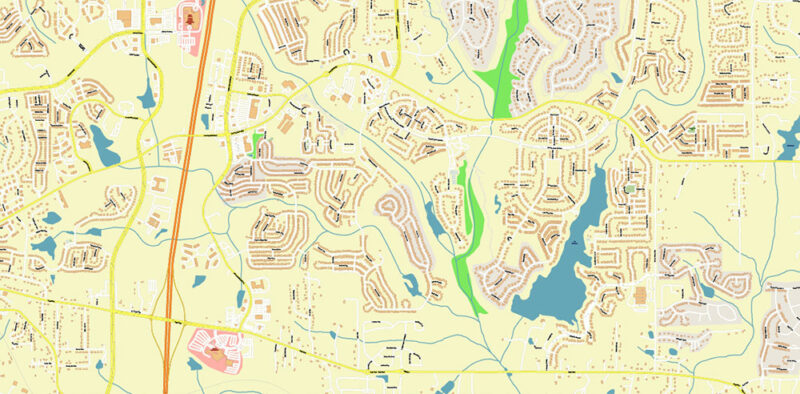 Newnan Georgia USA Map Vector Exact City Plan High Detailed Street Map editable Adobe Illustrator in layers