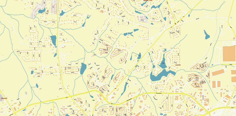 Newnan Georgia USA Map Vector Exact City Plan High Detailed Street Map editable Adobe Illustrator in layers