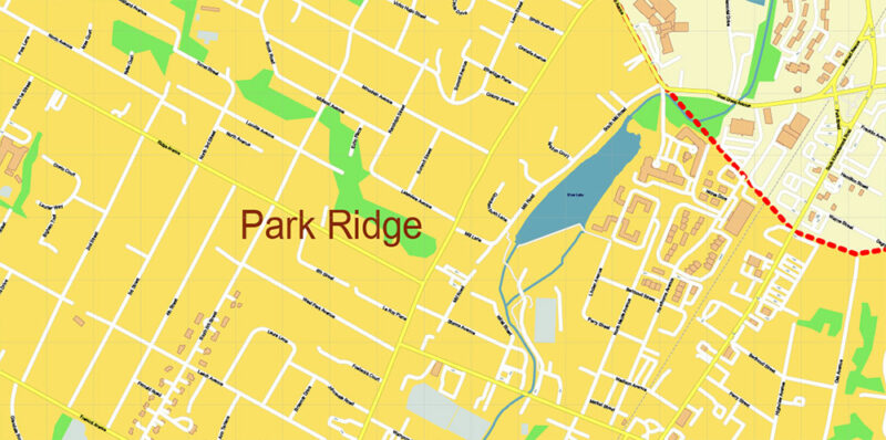 Park Ridge New Jersey USA Map Vector Exact City Plan High Detailed Street Map editable Adobe Illustrator in layers