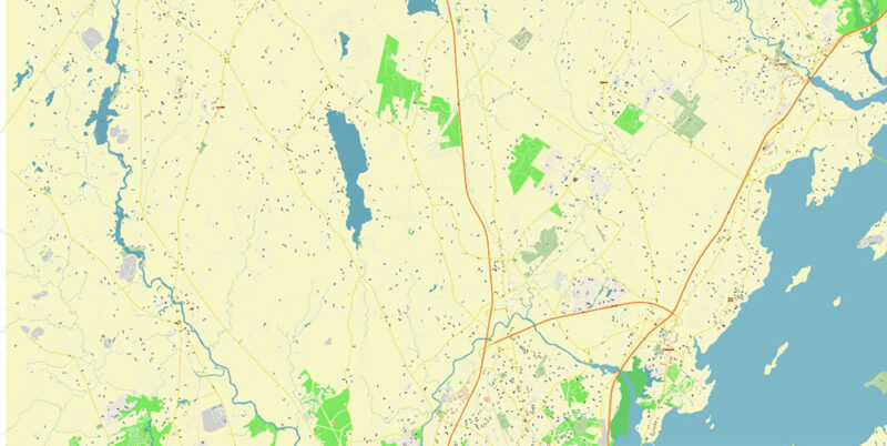 Portland Maine US Map Vector Exact City Plan High Detailed Street Map editable Adobe Illustrator in layers V.2