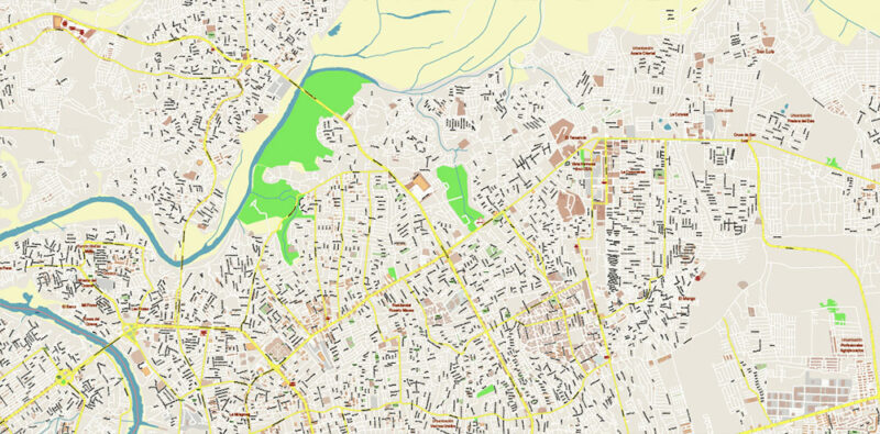 Santo Domingo Dominicana Metro Area Vector Map Exact Extra High Detailed Street Map Adobe Illustrator in layers