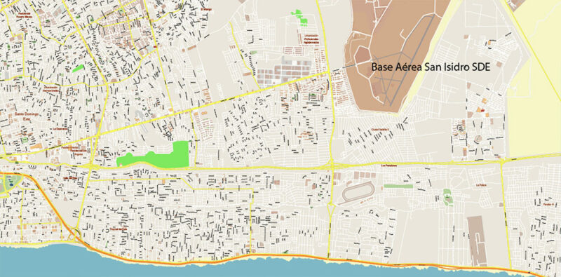 Santo Domingo Dominicana Metro Area Vector Map Exact Extra High Detailed Street Map Adobe Illustrator in layers