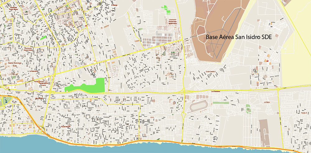 Santo Domingo Dominicana Metro Area DWG Vector Map Exact Extra High Detailed Street Map AutoCAD DWG in layers