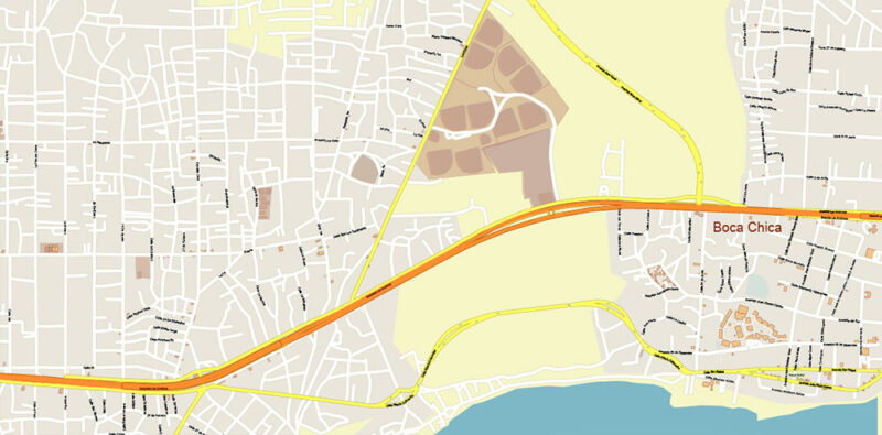 Santo Domingo Dominicana Metro Area Vector Map Exact Extra High Detailed Street Map Adobe Illustrator in layers