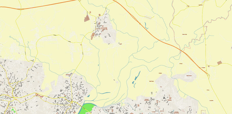 Santo Domingo Dominicana Metro Area Vector Map Exact Extra High Detailed Street Map Adobe Illustrator in layers
