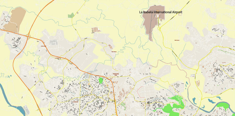 Santo Domingo Dominicana Metro Area Vector Map Exact Extra High Detailed Street Map Adobe Illustrator in layers
