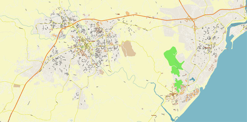 Santo Domingo Dominicana Metro Area Vector Map Exact Extra High Detailed Street Map Adobe Illustrator in layers