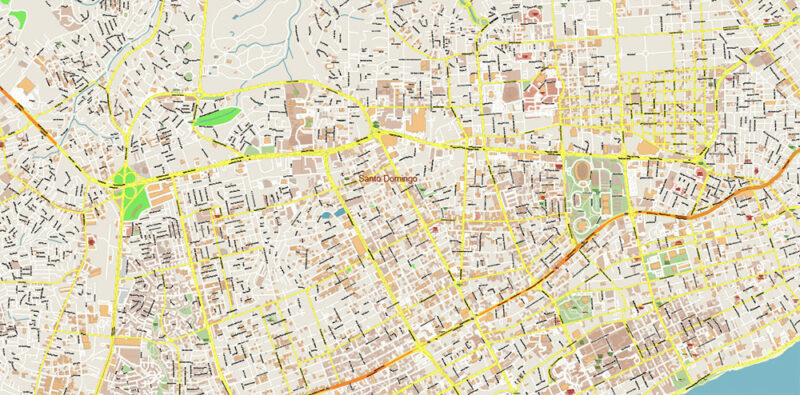 Santo Domingo Dominicana Metro Area Vector Map Exact Extra High Detailed Street Map Adobe Illustrator in layers