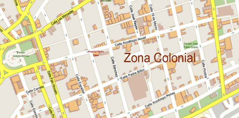 Santo Domingo Dominicana Metro Area Vector Map Exact Extra High Detailed Street Map Adobe Illustrator in layers