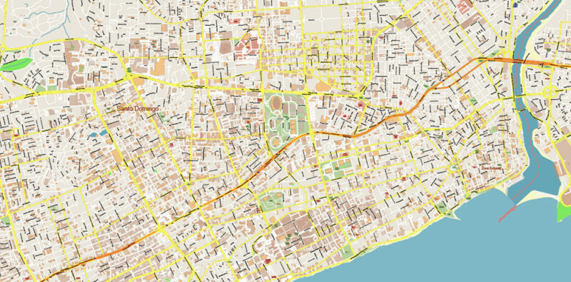 Santo Domingo Dominicana Metro Area Vector Map Exact Extra High Detailed Street Map Adobe Illustrator in layers