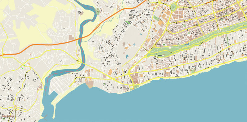 Santo Domingo Dominicana Metro Area Vector Map Exact Extra High Detailed Street Map Adobe Illustrator in layers