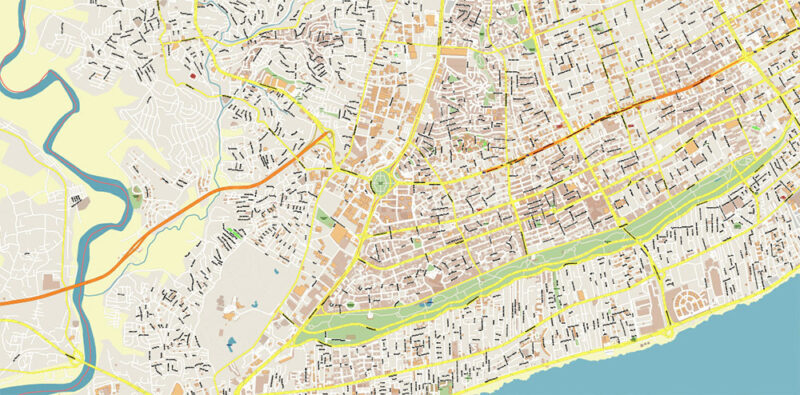 Santo Domingo Dominicana Metro Area Vector Map Exact Extra High Detailed Street Map Adobe Illustrator in layers
