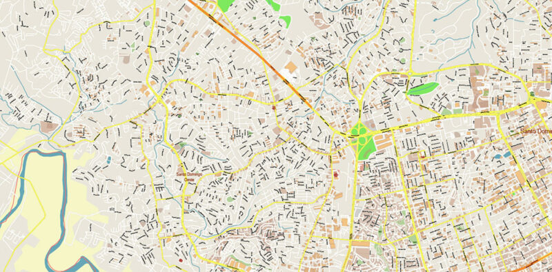 Santo Domingo Dominicana Metro Area Vector Map Exact Extra High Detailed Street Map Adobe Illustrator in layers