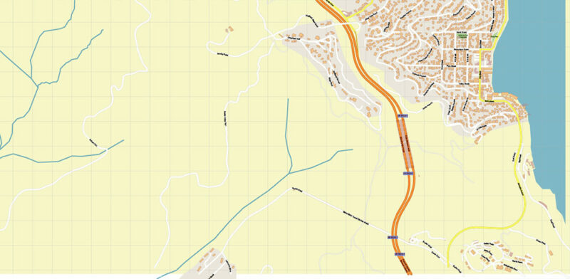 Sausalito California USA Map Vector Exact City Plan High Detailed Street Map editable Adobe Illustrator in layers