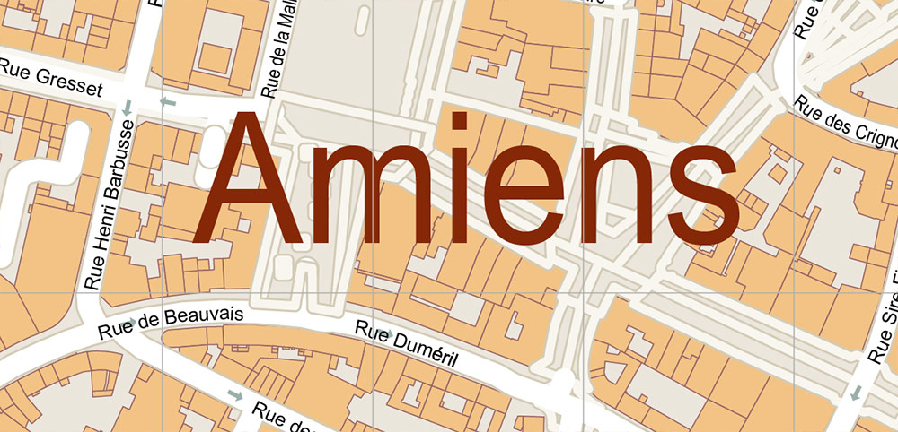 Amiens France Vector Map High Detailed fully editable Street Map Adobe Illustrator in layers