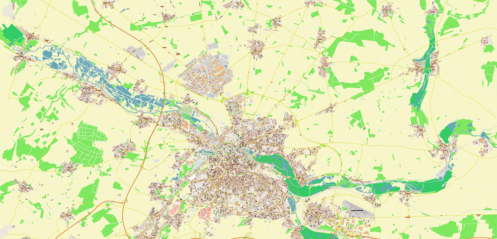 Amiens France Vector Map High Detailed fully editable Street Map Adobe Illustrator in layers