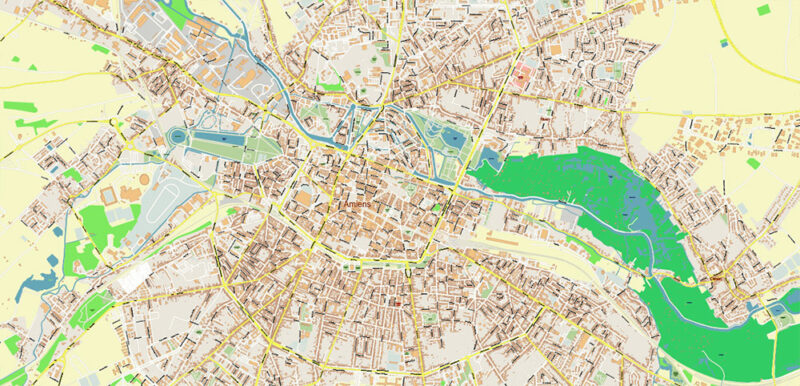 Amiens France Vector Map High Detailed fully editable Street Map Adobe Illustrator in layers