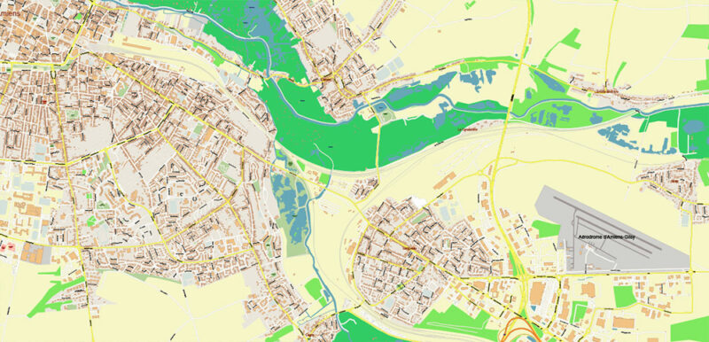 Amiens France Vector Map High Detailed fully editable Street Map Adobe Illustrator in layers
