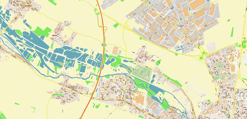 Amiens France Vector Map High Detailed fully editable Street Map Adobe Illustrator in layers