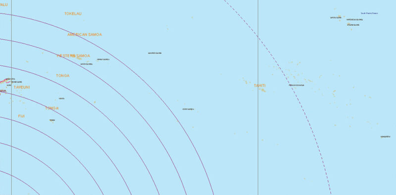 4500 NM Radius Auckland New Zealand Mercator Projection Vector Map High detailed fully editable, Adobe Illustrator