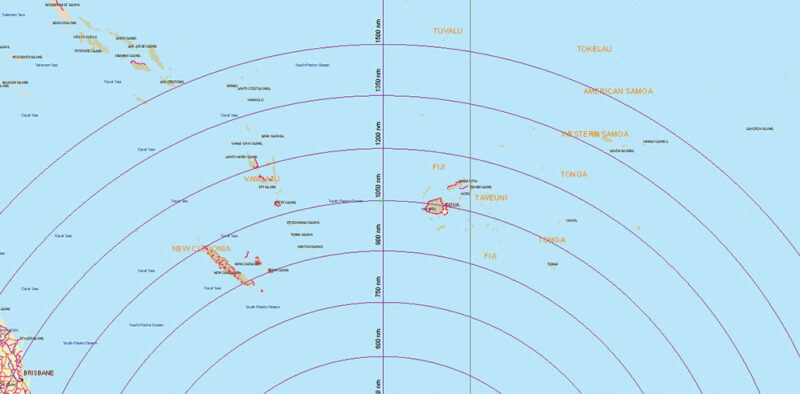 4500 NM Radius Auckland New Zealand Mercator Projection Vector Map High detailed fully editable, Adobe Illustrator