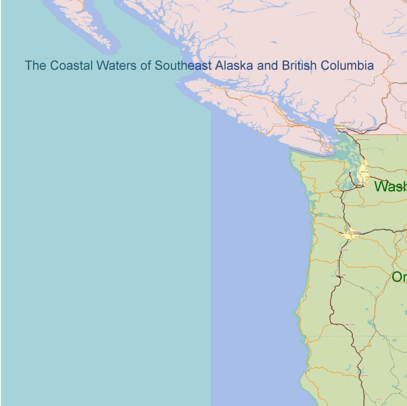 USA Adobe Illustrator vector map in English - HIGH DETAILED, colored, layered