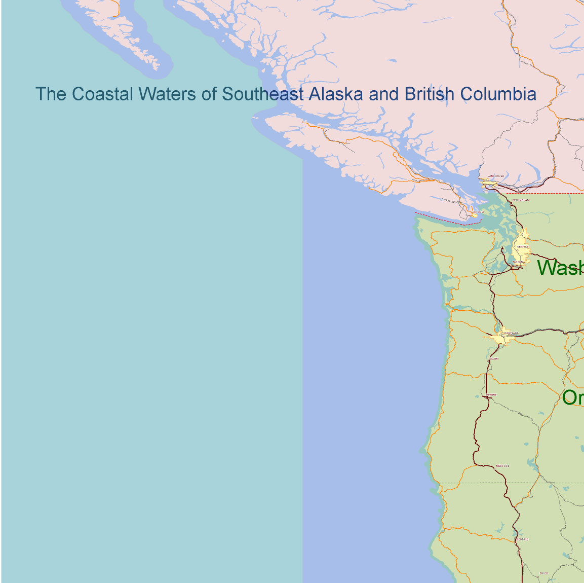 USA Adobe Illustrator vector map in English - HIGH DETAILED, colored, layered