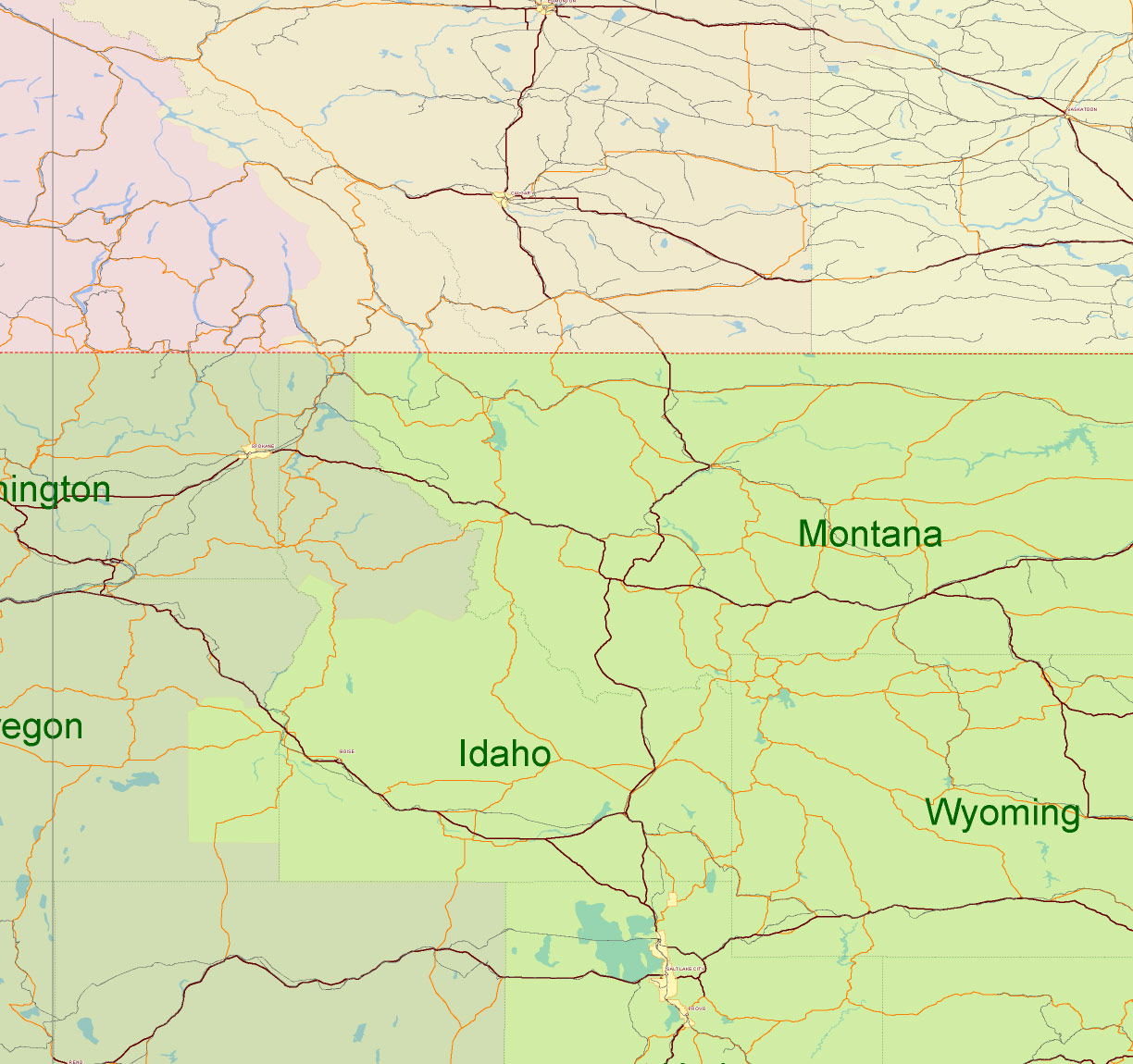 USA Adobe Illustrator vector map in English - HIGH DETAILED, colored, layered