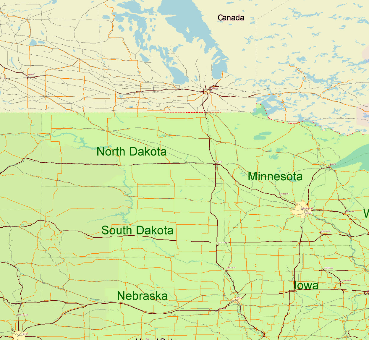 USA Adobe Illustrator vector map in English - HIGH DETAILED, colored, layered