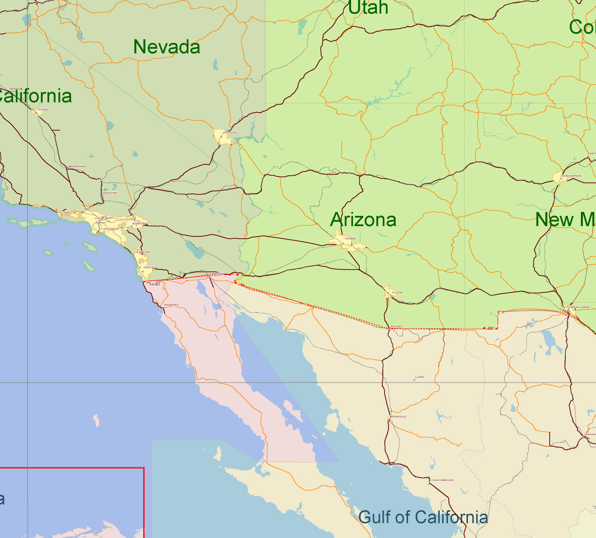 USA Adobe Illustrator vector map in English - HIGH DETAILED, colored, layered