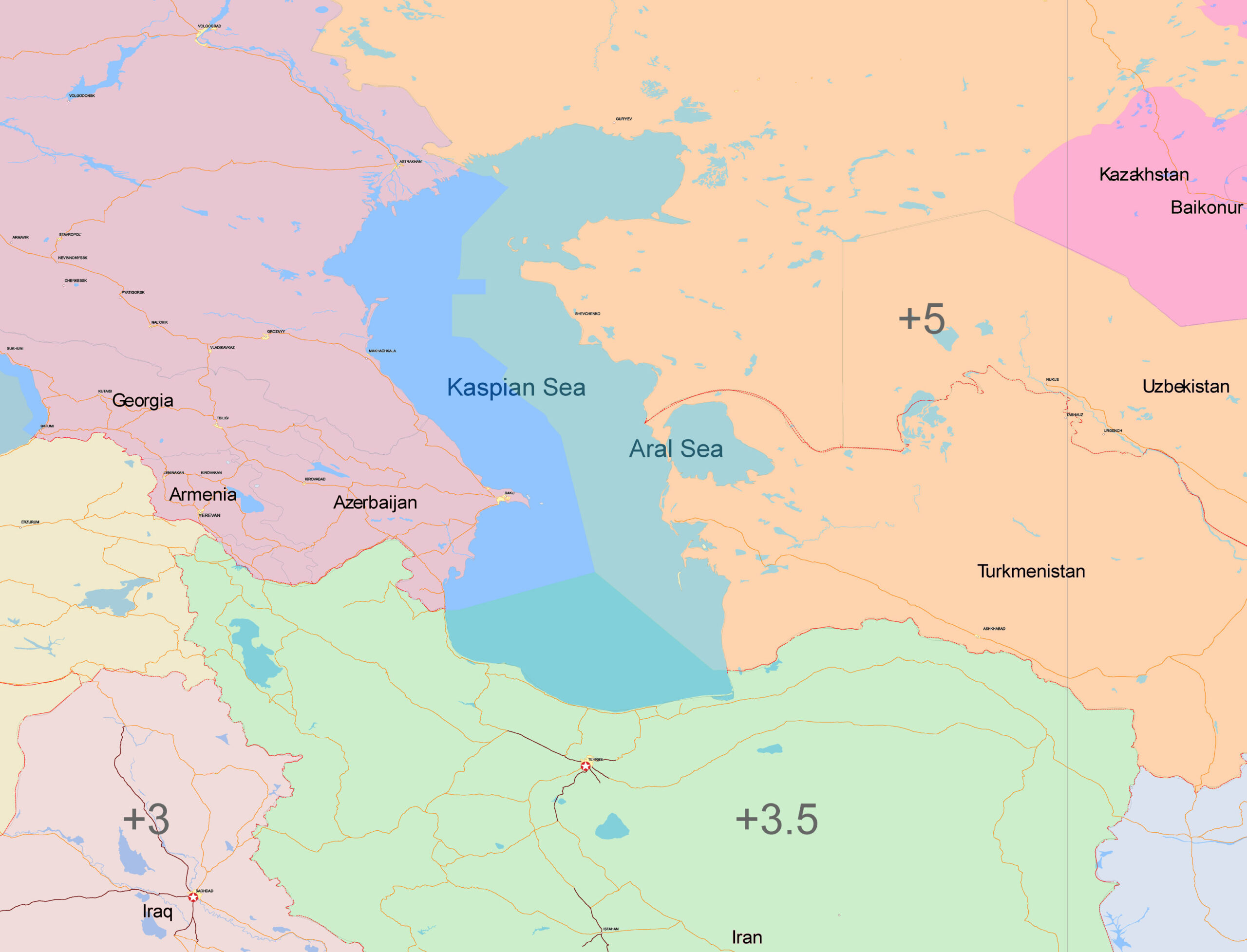 USSR Western Part Russian Federation Vector Strategic Map, with Moscow in the middle 1977, COLORED Adobe Illustrator