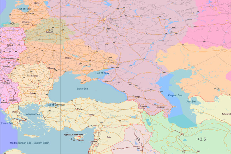 Soviet Union 1977 Transport Vector Map, COLORED Adobe Illustrator