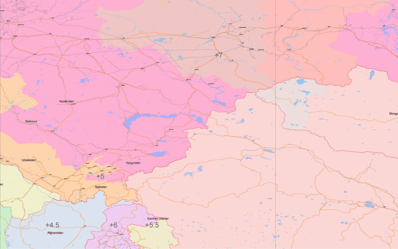 Soviet Union 1977 Transport Vector Map, COLORED Adobe Illustrator