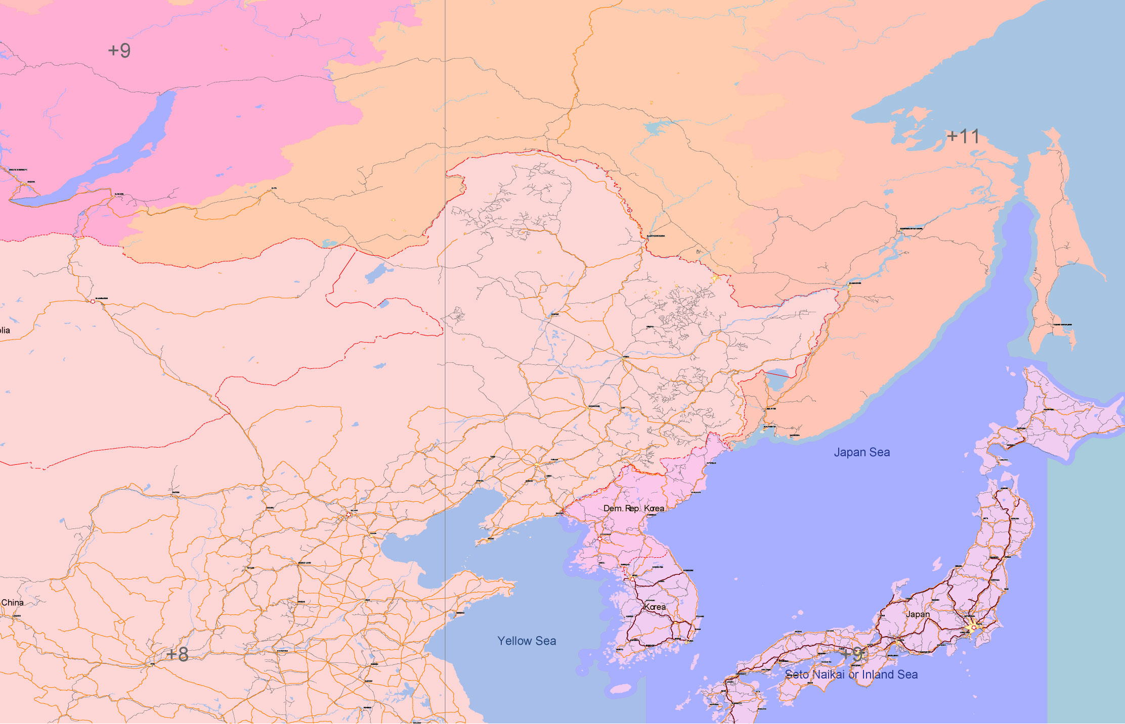 Soviet Union 1977 Transport Vector Map, COLORED Adobe Illustrator