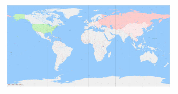 World 1977 Vector Map, indicating KGB world locations, Adobe Illustrator