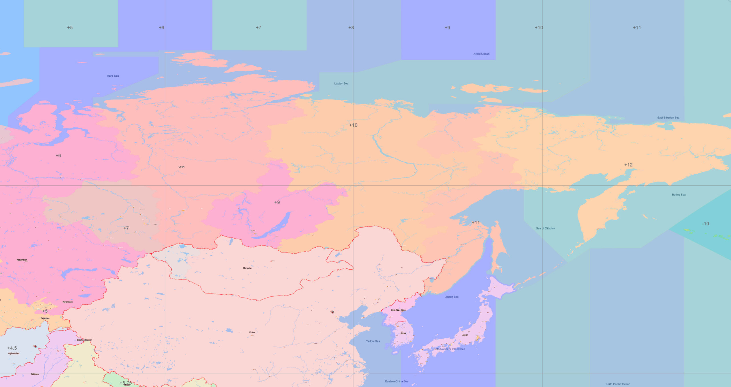 World 1977 Vector Map, indicating KGB world locations, Adobe Illustrator