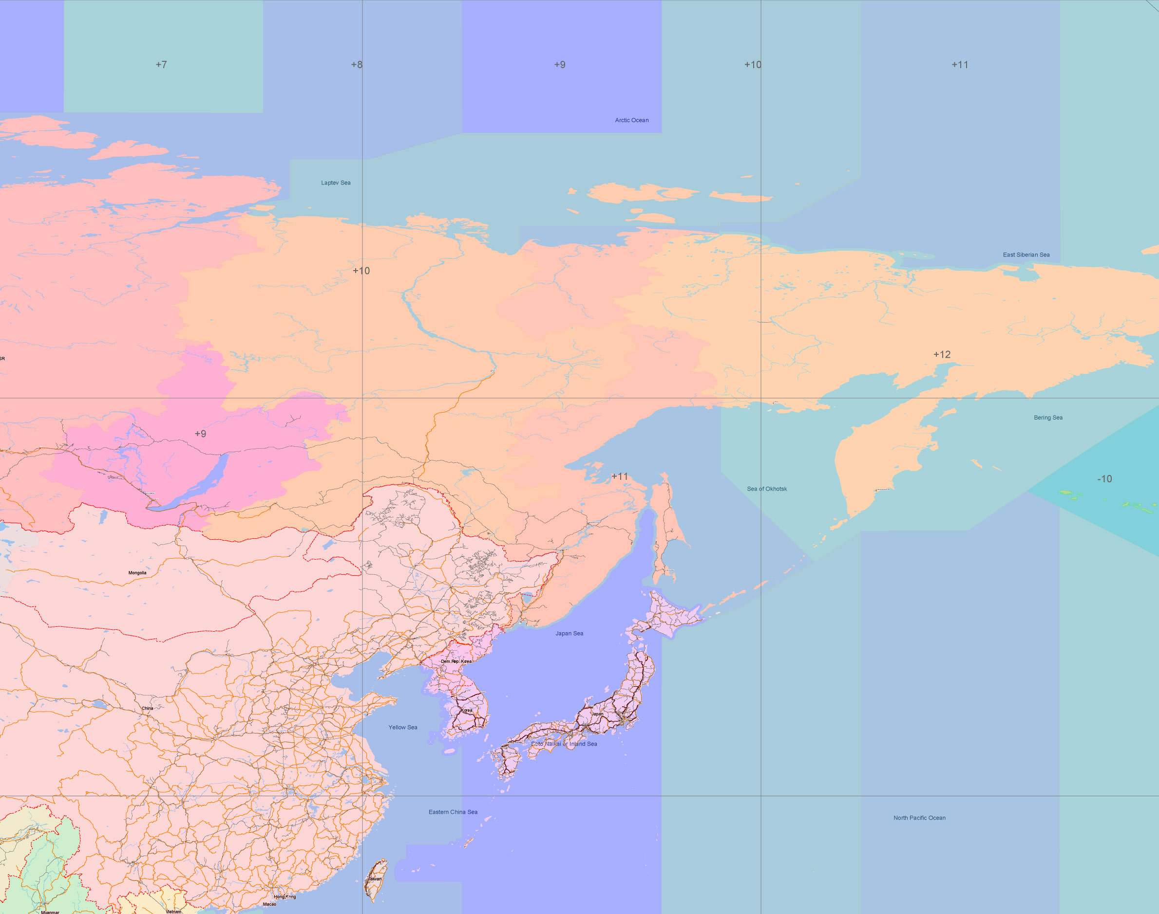 World 1977 Vector Map, High Detailed Road Map in Adobe Illustrator