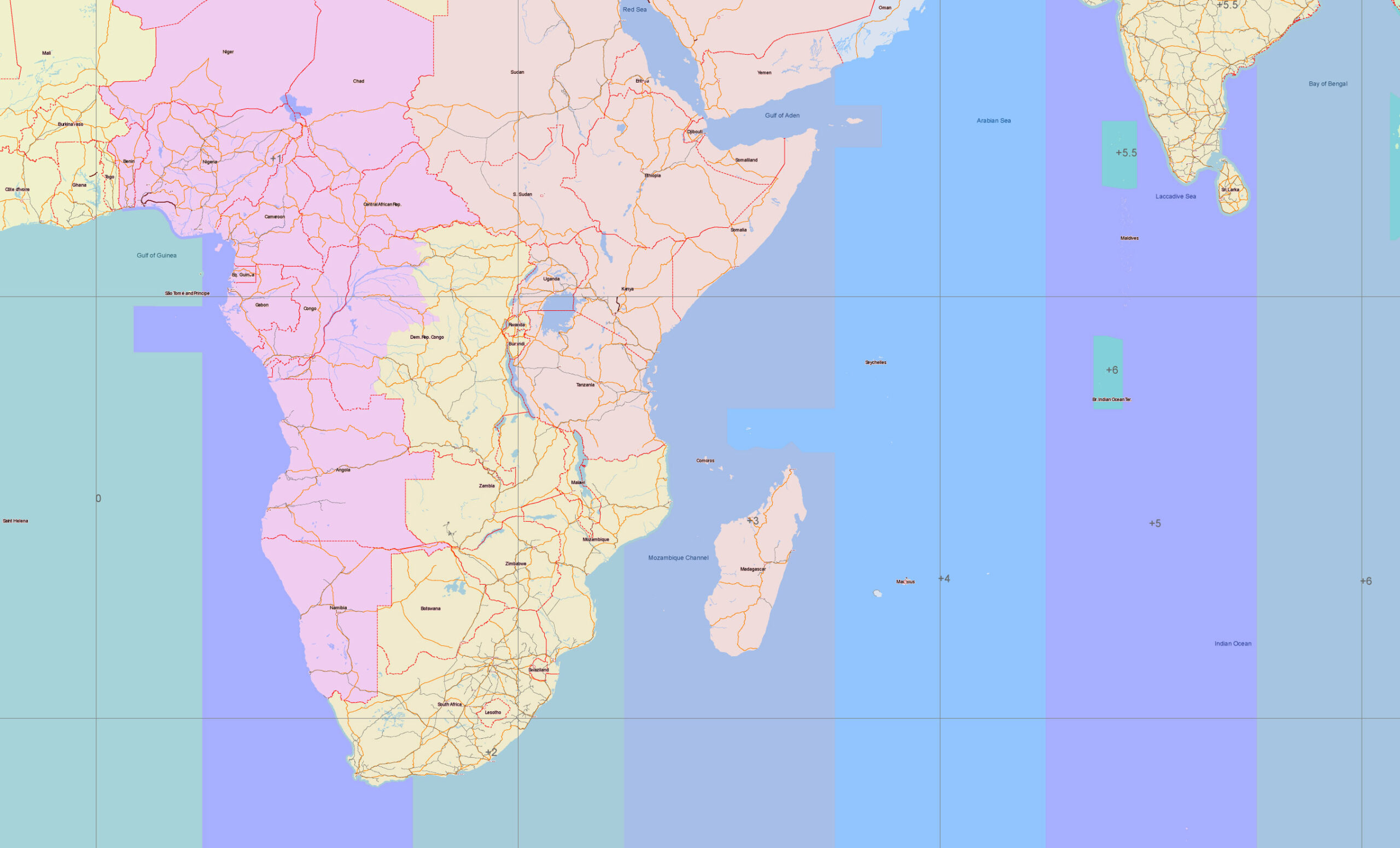 World 1977 Vector Map, High Detailed Road Map in Adobe Illustrator