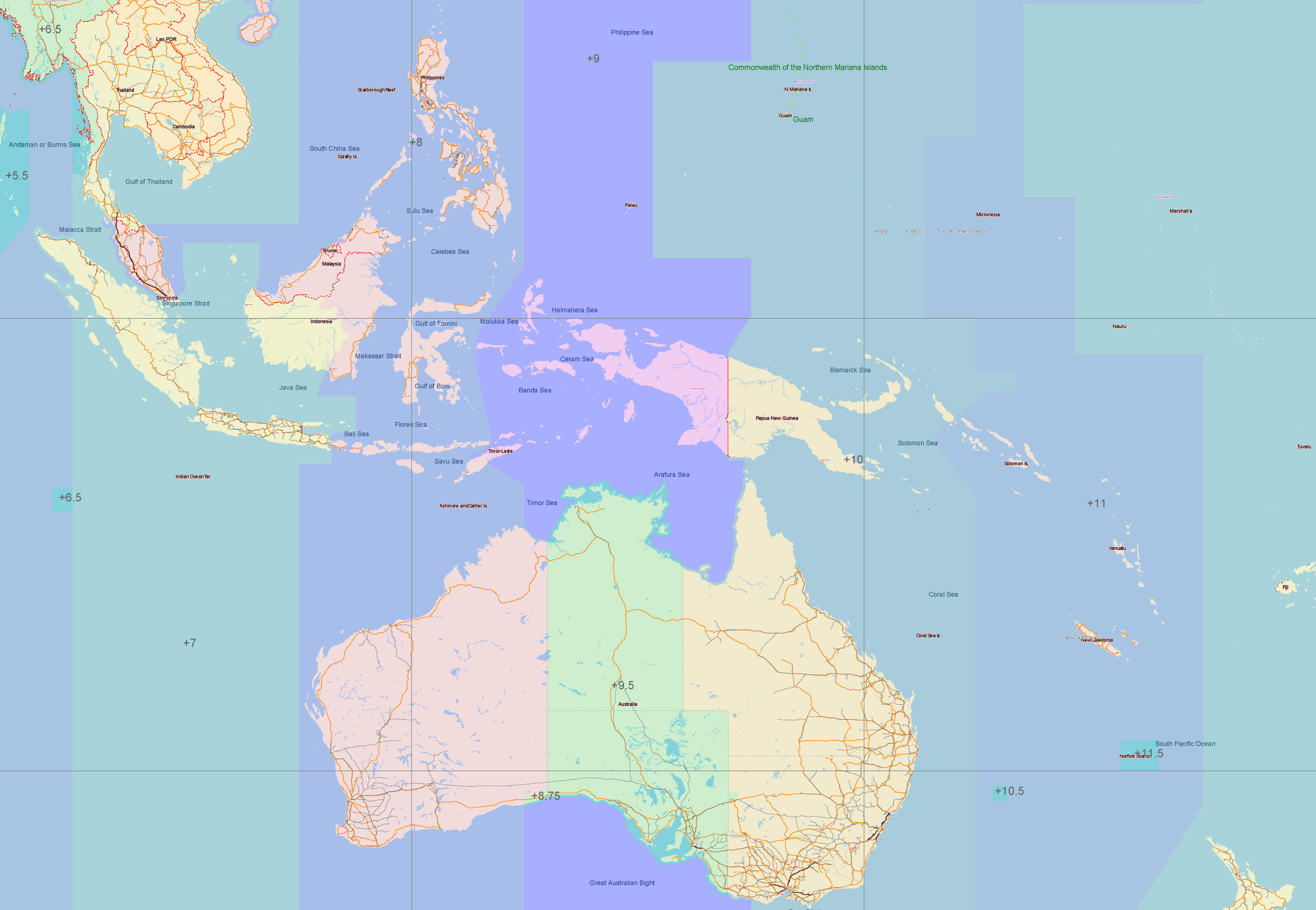 World 1977 Vector Map, High Detailed Road Map in Adobe Illustrator