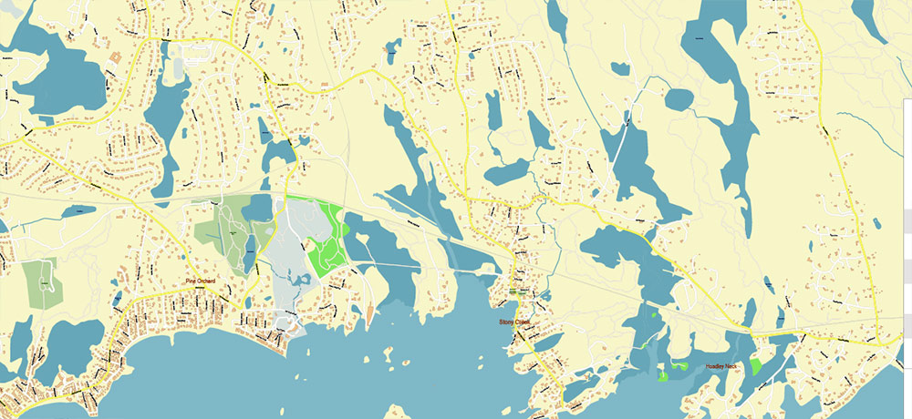 Branford, Connecticut US Map Vector Exact City Plan High Detailed Street Map editable Adobe Illustrator in layers