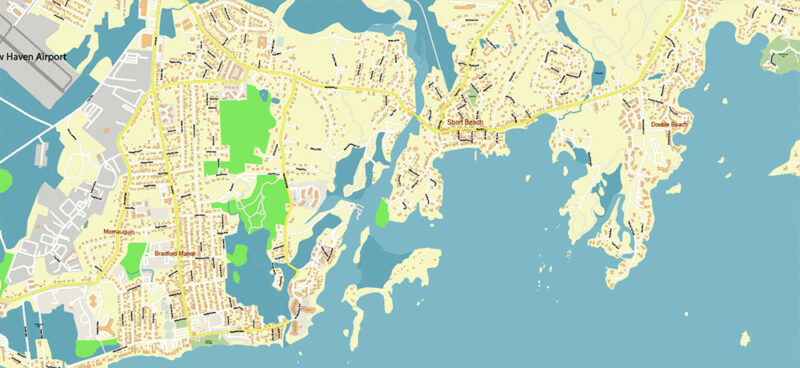 Branford, Connecticut US Map Vector Exact City Plan High Detailed Street Map editable Adobe Illustrator in layers