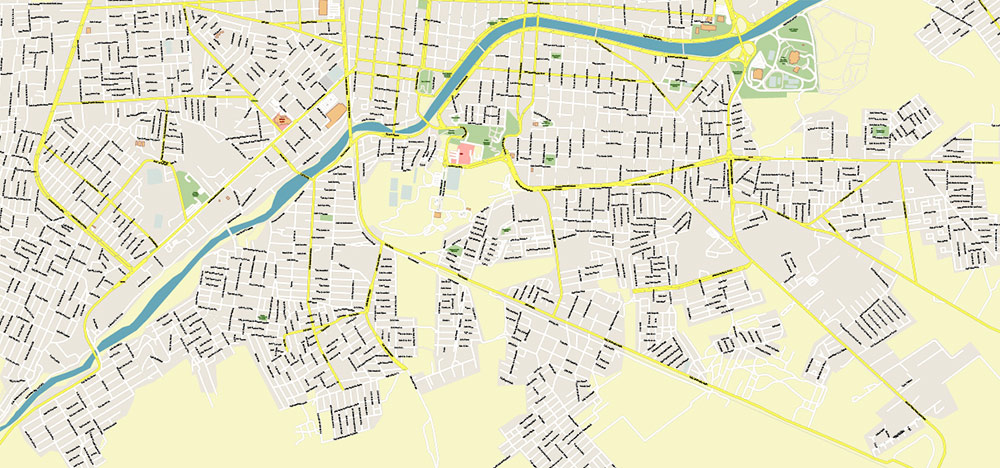 Ciudad Victoria Tamaulipas Mexico Vector Map High Detailed fully editable City Plan - Street Map Adobe Illustrator in layers