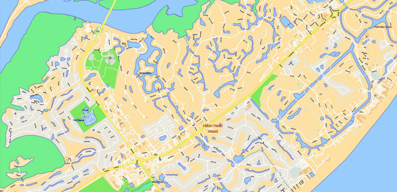 South Carolina, Georgia US Counties: Beaufort,  Jasper, Effingham, Bulloch, Bryan, and Chatham Map Vector Exact Extra High Detailed Street Map editable Adobe Illustrator in layers