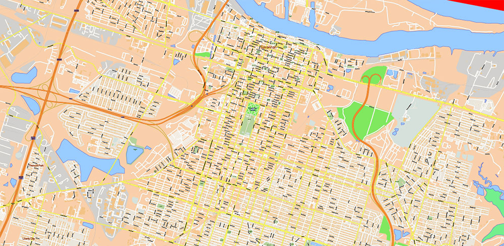 Georgia, South Carolina US Counties: Liberty, Long, McIntosh, and Glynn Map Vector Exact Extra High Detailed Street - Road Map editable Adobe Illustrator in layers
