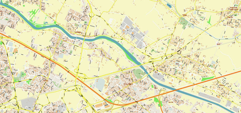 Padua / Padova Italy Vector Map High Detailed fully editable City Plan - Street Map DWG + DXF + Adobe PDF in layers in 1 archive