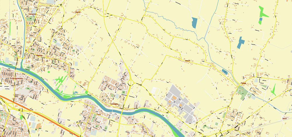 Padua / Padova Italy Vector Map High Detailed fully editable City Plan - Street Map DWG + DXF + Adobe PDF in layers in 1 archive