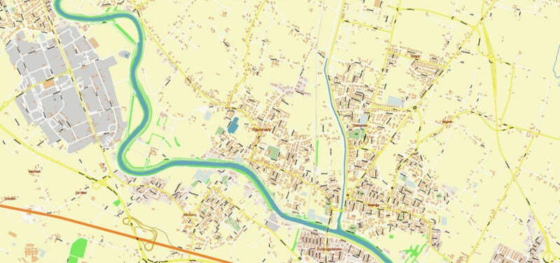 Padua / Padova Italy Vector Map High Detailed fully editable City Plan - Street Map DWG + DXF + Adobe PDF in layers in 1 archive