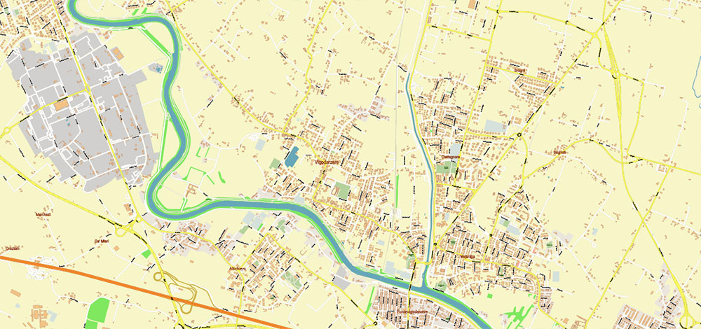 Padua / Padova Italy Vector Map High Detailed fully editable City Plan - Street Map DWG + DXF + Adobe PDF in layers in 1 archive
