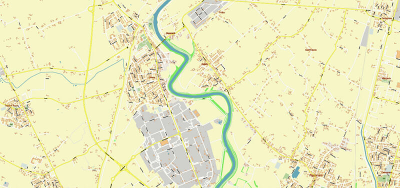 Padua / Padova Italy Vector Map High Detailed fully editable City Plan - Street Map DWG + DXF + Adobe PDF in layers in 1 archive