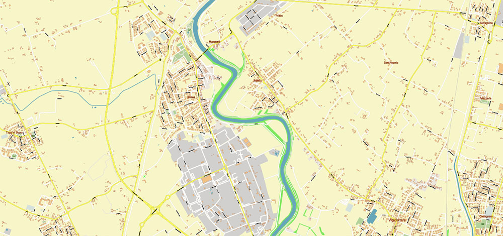 Padua / Padova Italy Vector Map High Detailed fully editable City Plan - Street Map DWG + DXF + Adobe PDF in layers in 1 archive